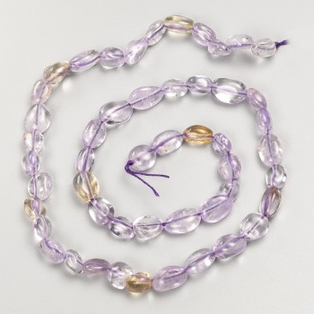 Natural Stone Beads Ametrine Tumbled on String, diameter 7x9mm+-, length 40cm+