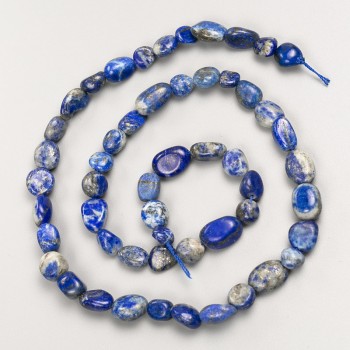 Natural Stone Beads Sodalite Tumbled on String, diameter 7x8mm+-, length 40cm+