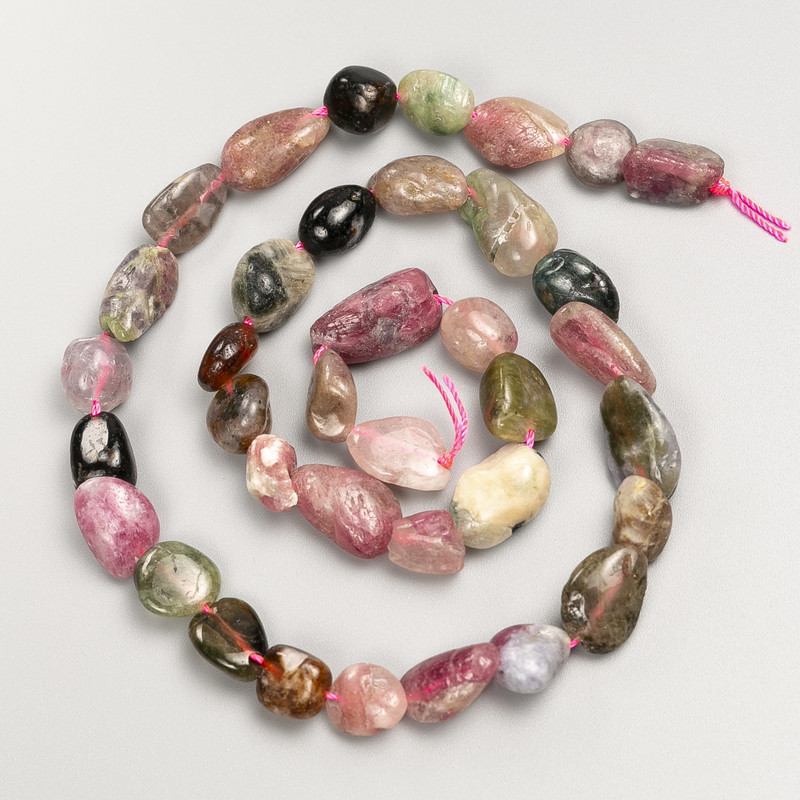 Tourmaline Natural Stone Tumbled Beads on Strand, Diameter 8x7mm+/-, Length 41cm+