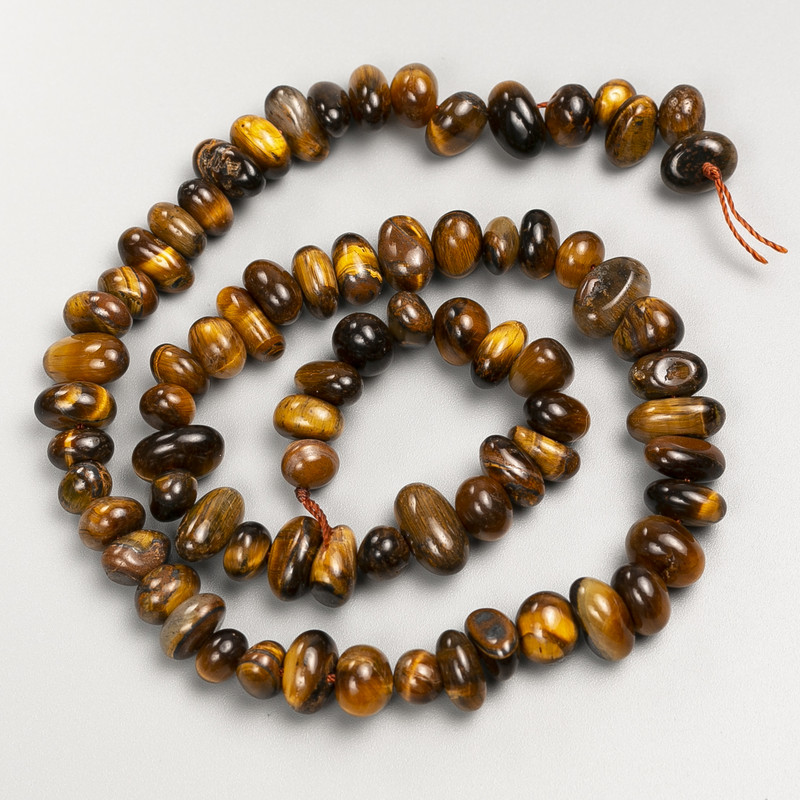 Tiger's Eye Natural Stone Tumbled Beads on Strand, Diameter 11x5mm+/-, Length 40cm+