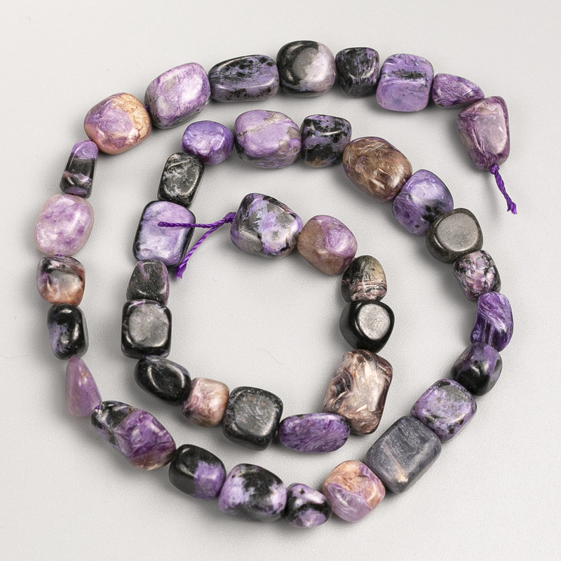Charoite Natural Stone Tumbled Beads on Strand, Diameter 9x11mm+/-, Length 40cm+