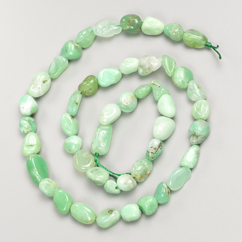 Green Larimar Natural Stone Tumbled Beads on Strand, Diameter 7x8mm+/-, Length 40cm+