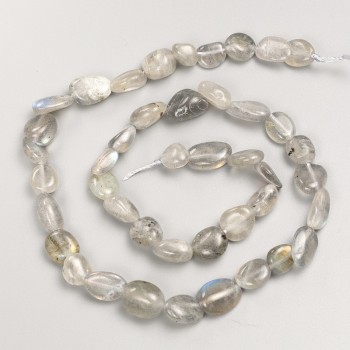 Labradorite Natural Stone Tumbled Beads on Strand, Diameter 7x10mm+/-, Length 40cm+