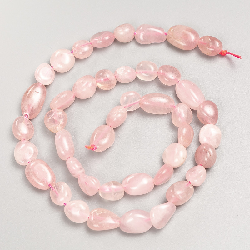 Rose Quartz Natural Stone Tumbled Beads on Strand, Diameter 10x12mm+/-, Length 40cm+