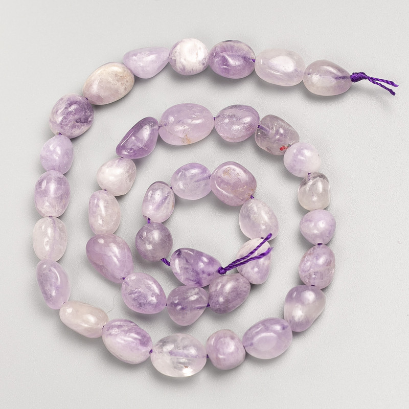 Amethyst Natural Stone Tumbled Beads on Strand, Diameter 9x10mm+/-, Length 39cm+