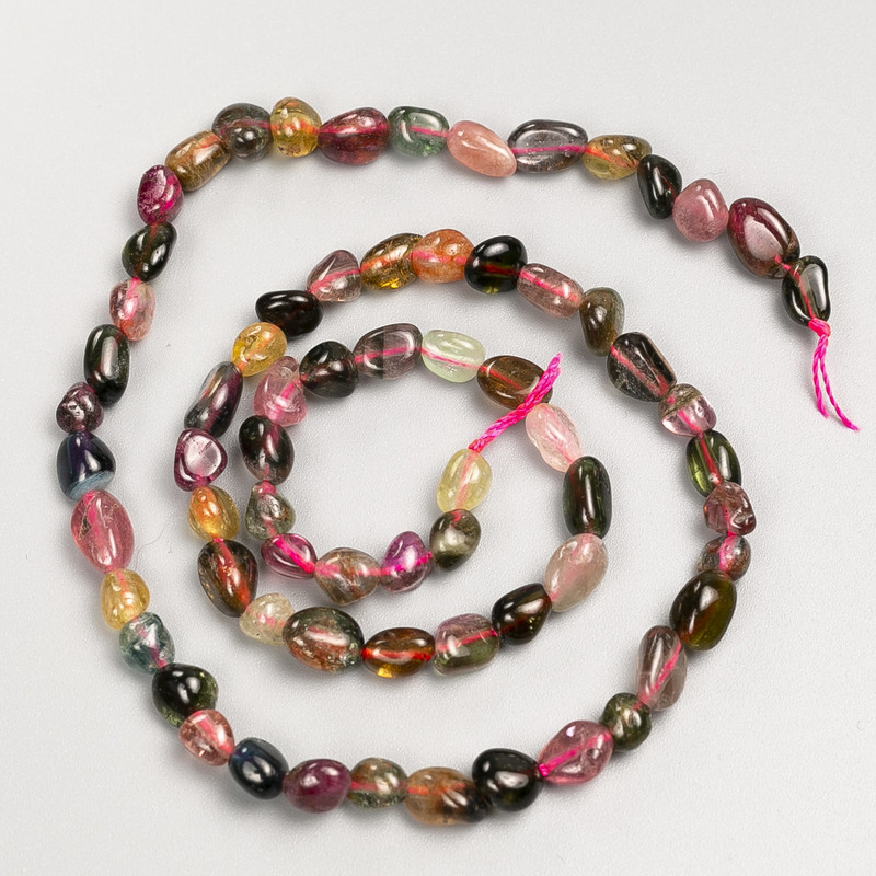 Tourmaline Natural Stone Tumbled Beads on Strand, Diameter 5x7mm+/-, Length 40cm+