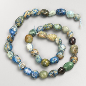 Chrysocolla Sodalite Natural Stone Tumbled Beads on Strand, Diameter 8x10mm+/-, Length 40cm+