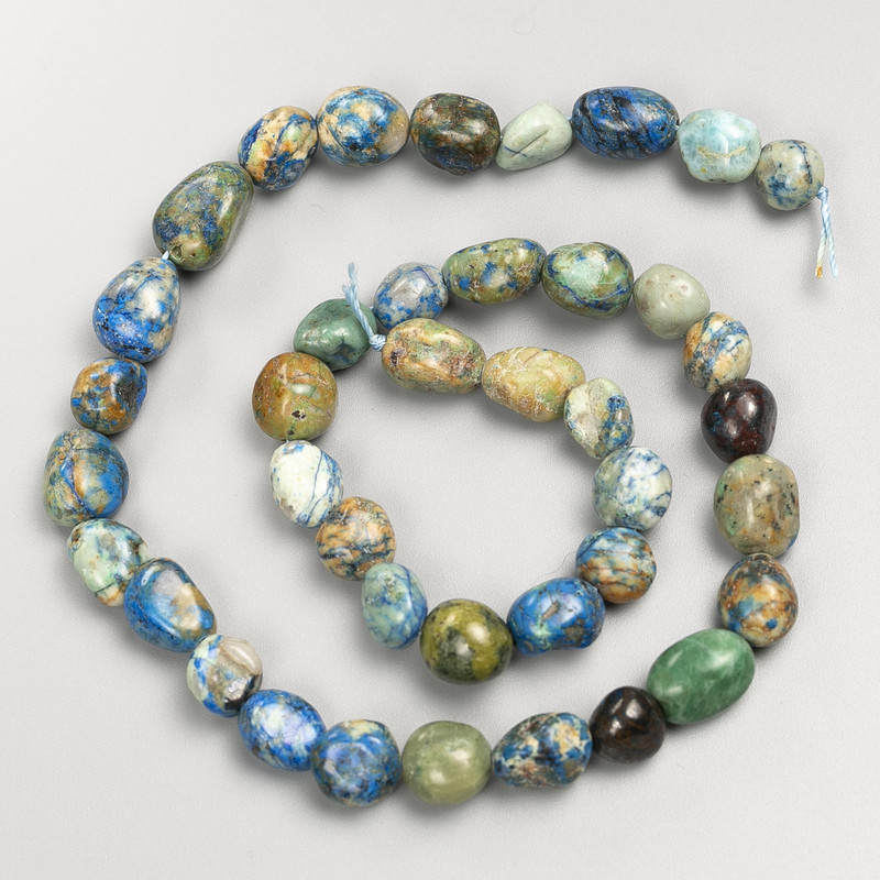 Chrysocolla Sodalite Natural Stone Tumbled Beads on Strand, Diameter 8x10mm+/-, Length 40cm+