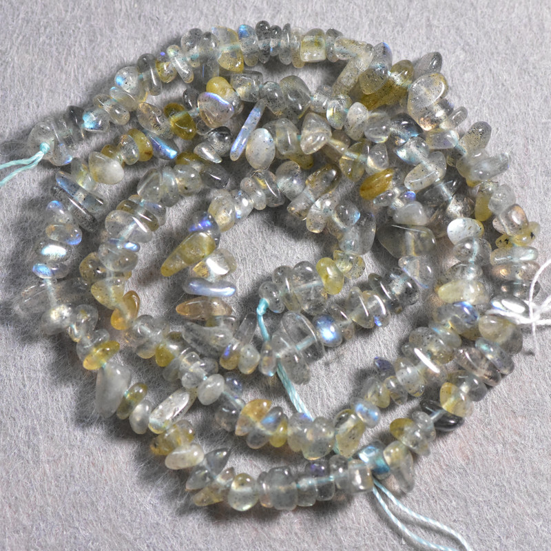 Labradorite Stone Beads Chips on Thread, Diameter 4x2.3mm+/-, Length 40cm+