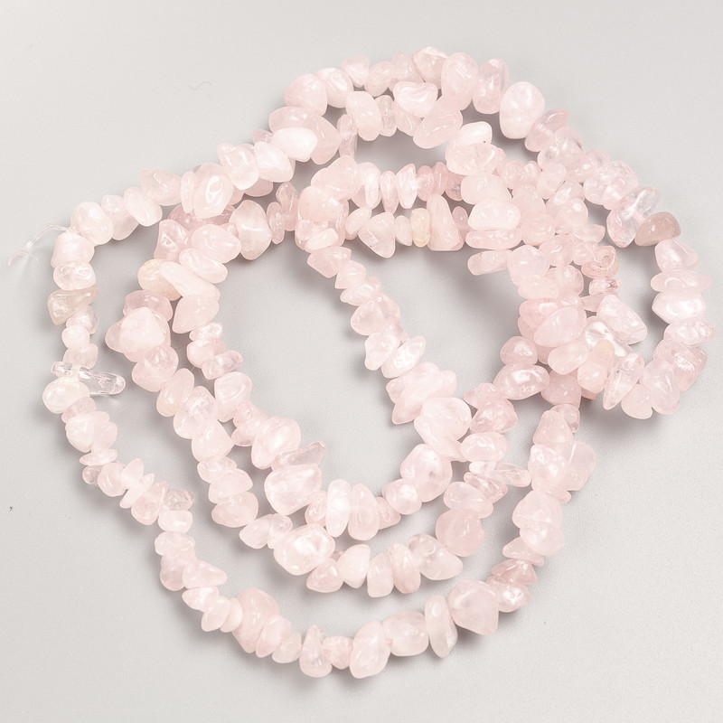 Rose Quartz Stone Beads Chips on Long Strand, Diameter 10x4mm+/-, Length 80cm+