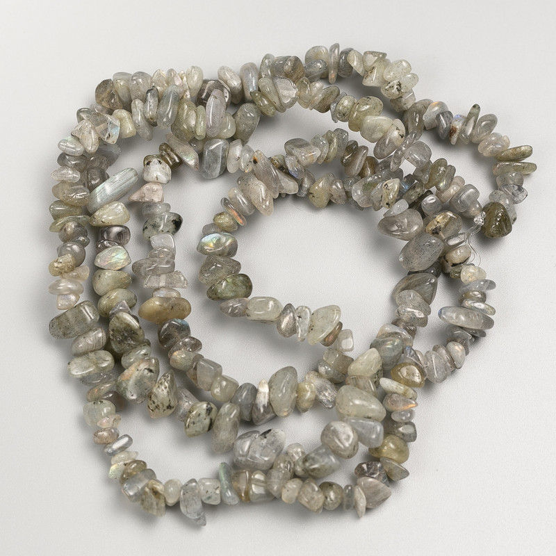 Labradorite Stone Chip Beads on Long Strand, Diameter 7-10x5mm+-, Length 80cm+