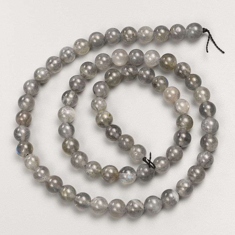 Labradorite Stone Beads Smooth Round on Thread, Diameter 6mm+-, Length 40cm+