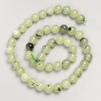 Prehnite Stone Beads Smooth Round on Thread, Diameter 8mm+-, Length 37cm+