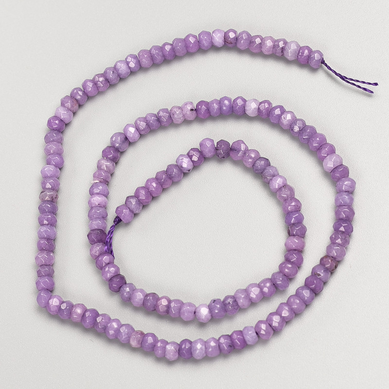 Amethyst Stone Beads (Synthetic) Faceted Rondelle on Thread d4x2.5mm+-, Length 37cm+