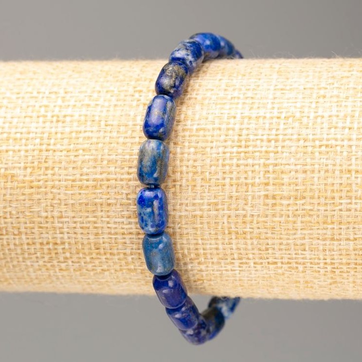 Lapis Lazuli Stone Bracelet on Elastic, d-9x6.5mm, length 18cm+