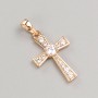 Xuping Cross Pendant, 18K Gold Plated, White Rhinestones, 22.5x14mm+ diameter