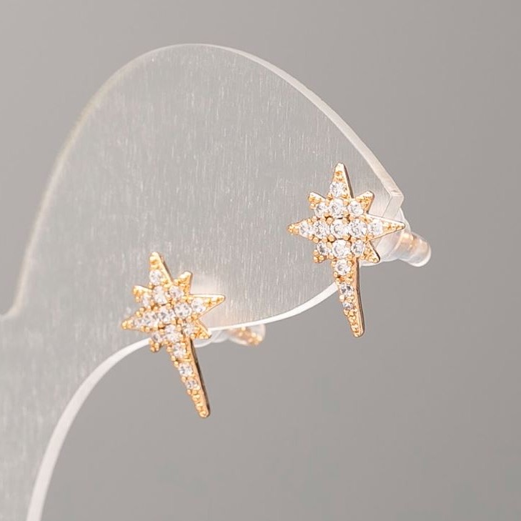 Earrings Xuping Gold Plated 18K with White Rhinestones, diameter 14x10mm+