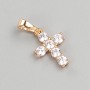 Xuping Cross Pendant, 18K Gold Plated, White Crystals, 15x10mm+ diameter