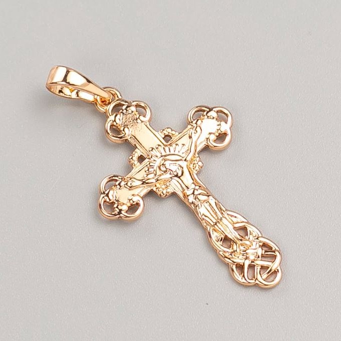 Xuping Cross Pendant, 18K Gold Plated, 32.5x20mm+ diameter