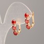 Xuping Earrings with Red Stone and White Rhinestones 17x5mm 18K Gold Plated