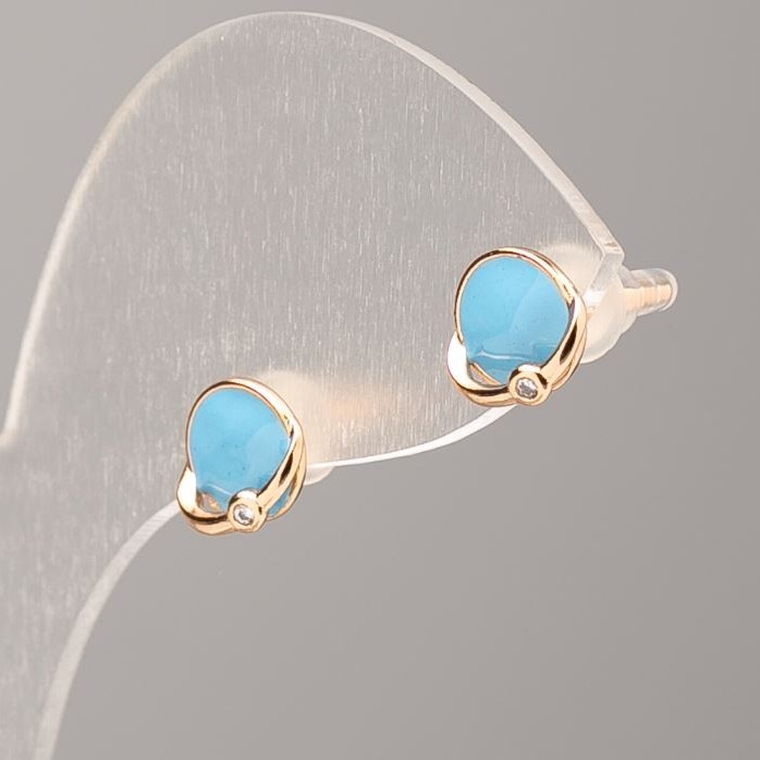 Xuping Stud Earrings 18K Gold Plated with Blue Crystals 7mm+
