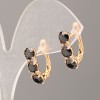 Xuping Earrings with Black Stone and White Rhinestones, 17x5mm, 18K Gold Plated