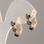Xuping Earrings with Black Stone and White Rhinestones, 17x5mm, 18K Gold Plated