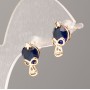 Xuping Stud Earrings, 18K Gold Plated, Blue Stone, 14.5x8mm+ diameter