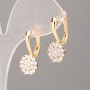 Xuping Earrings, 18K Gold Plated, White Rhinestones, 22.5x10.5mm+ diameter