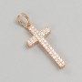 Xuping Cross Pendant, 18K Gold Plating with White Crystals, diameter 26x12mm+