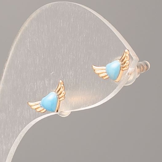 Xuping Stud Earrings, 18K Gold Plating, Blue Hearts, diameter 10x5mm+