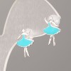 Xuping Stud Earrings, Silver-Tone Metal with Blue Enamel, 15x11mm