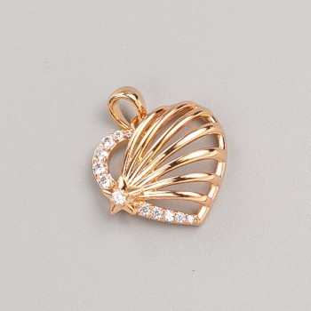 Xuping 18K Gold Plated Heart Pendant with White Rhinestones, diameter 17x16mm+