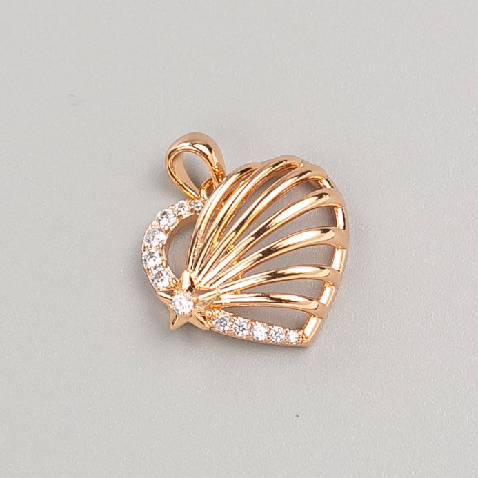 Xuping 18K Gold Plated Heart Pendant with White Rhinestones, diameter 17x16mm+