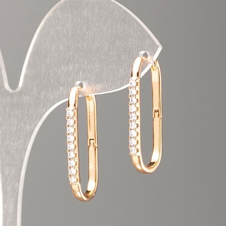 Xuping 18K Gold Plated Earrings with White Rhinestones, diameter 27x2mm+