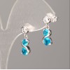 Xuping Rhodium Plated Earrings with White Rhinestones and Blue Stone, 16x6mm+