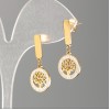 Xuping Gold Plated Tree Stud Earrings with White Rhinestones, diameter 12mm, length 2.8cm+