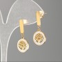 Xuping Gold Plated Tree Stud Earrings with White Rhinestones, diameter 12mm, length 2.8cm+