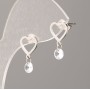 Xuping Stud Earrings, Heart with White Stone, diameter 11mm, Rhodium