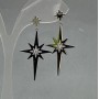 Xuping Star Earrings with White Stones, 22mm Diameter, 4.5cm Length, Rhodium