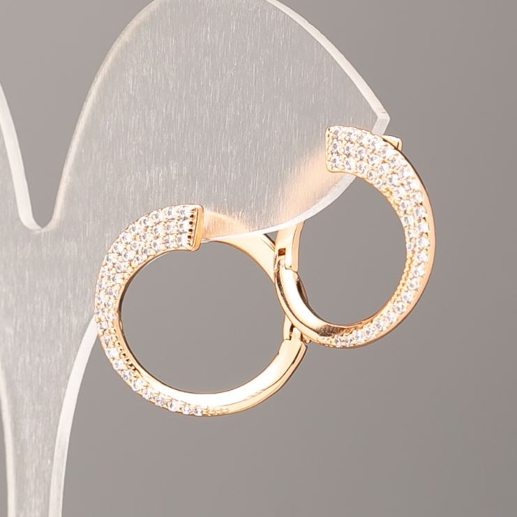 Xuping 18K Gold-Plated Earrings with White Rhinestones, 21x20mm+