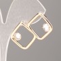 Xuping Square 18K Gold-Plated Earrings with White Crystal, 17x17mm+