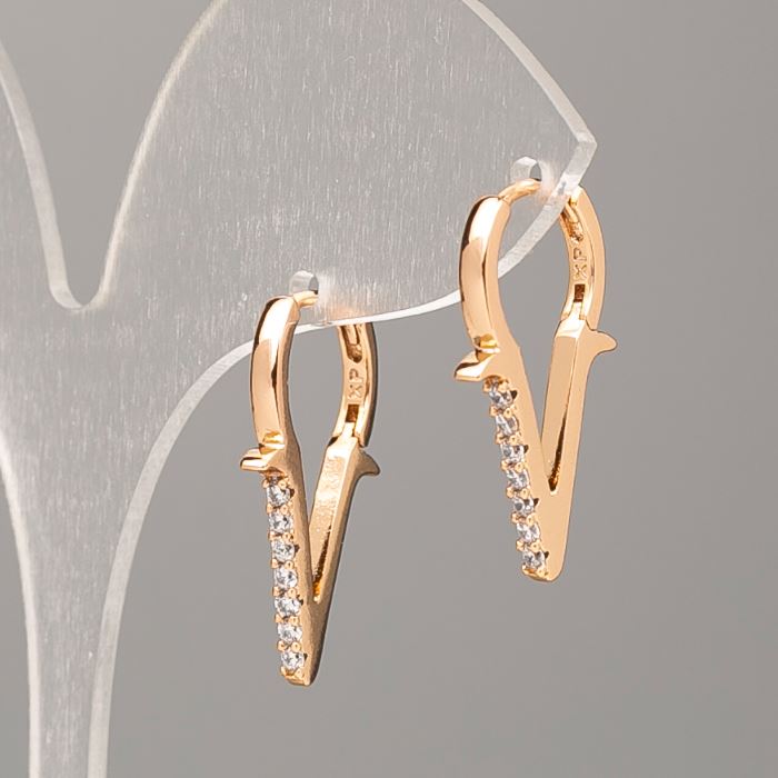 Xuping Earrings 18K Gold Plated with White Rhinestones, diameter 24x2mm+