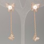 Xuping Butterfly Earrings with Majorica Pearls and White Stones 13x13mm, length 6cm, 18K Gold Plated