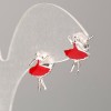 Xuping Stud Earrings, Silver-Tone Metal with Red Enamel, 15x11mm