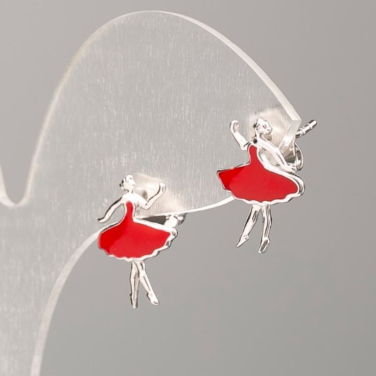 Xuping Stud Earrings, Silver-Tone Metal with Red Enamel, 15x11mm