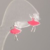 Xuping Stud Earrings, Silver-Tone Metal with Pink Enamel, 15x11mm