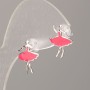 Xuping Stud Earrings, Silver-Tone Metal with Pink Enamel, 15x11mm