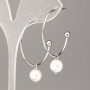 Xuping Earrings with White Majorica Pearl 30x8mm, Rhodium