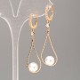 Xuping Earrings with Majorica Pearl, diameter 8mm, length 5cm+/-, 18K Gold Plated